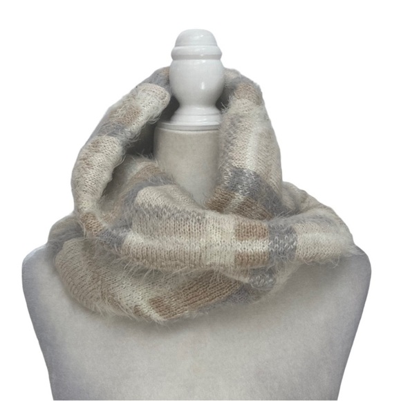 Anthropologie Ampato Twisted Infinity Cowl Scarf NWT in Cream Grey Caramel - Picture 10 of 10